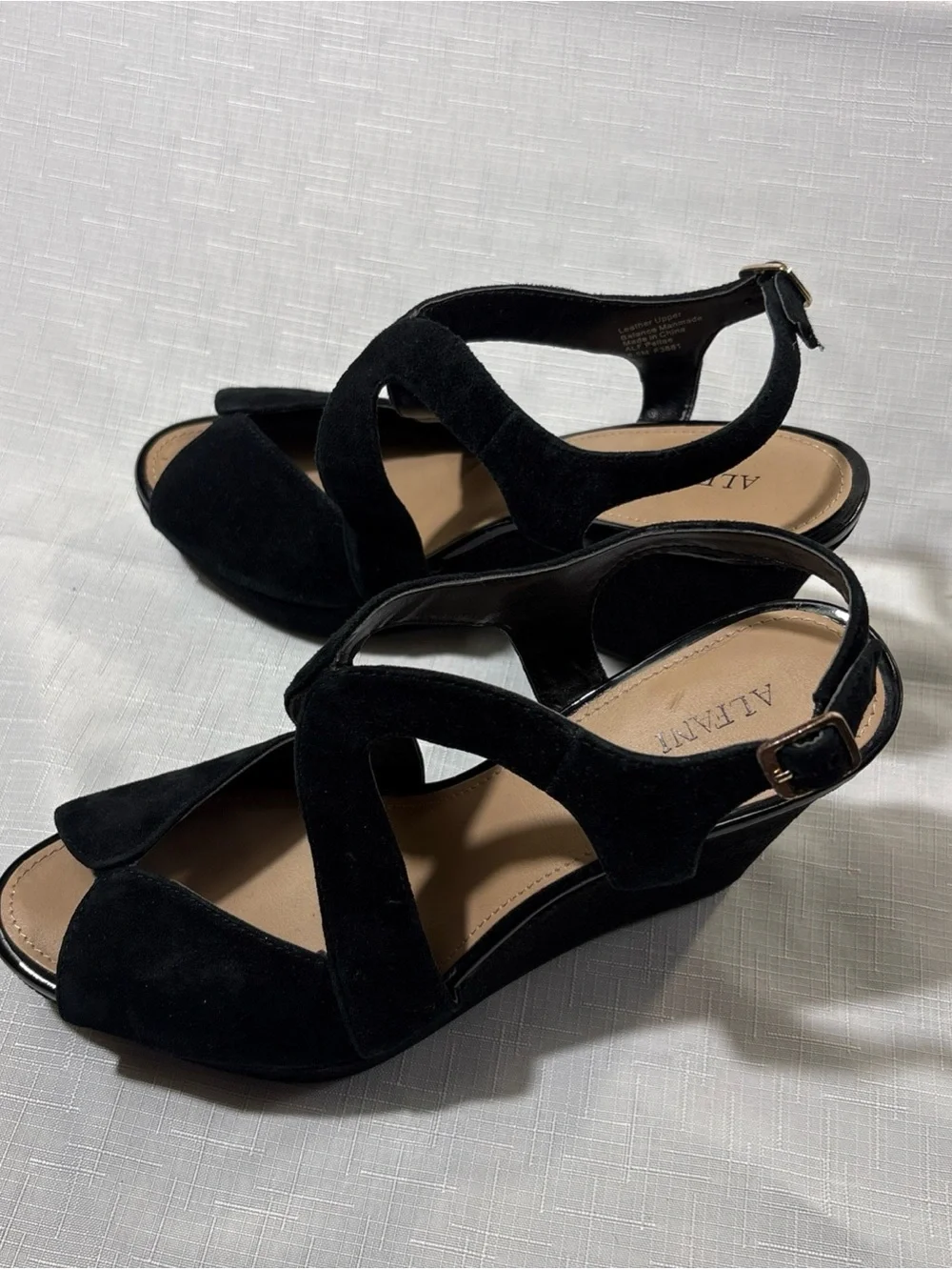 Alfani Black Suede Crisscross Wedge Sandals